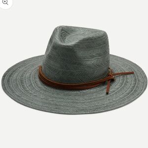 Wyeth Frankie Gray blue hat with leather detail NWT